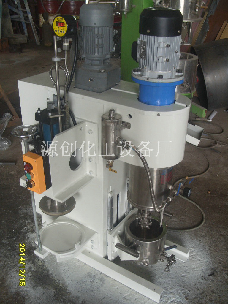 2 l planetary dynamics mixing machine with hydraulic discharging machine